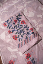 Floral Fiesta Lavender Soft Cotton Unstitched Suit Set